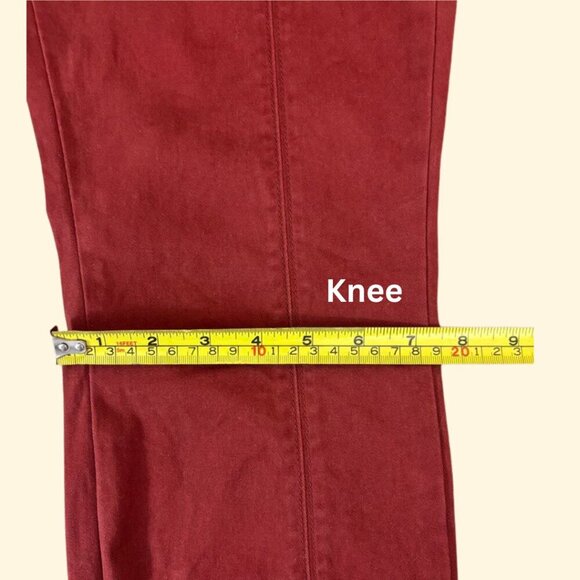 Anthropologie Women's Red Brushed Cotton Pants w/ Fabric Belt – Size 32 - Picture 8 of 12